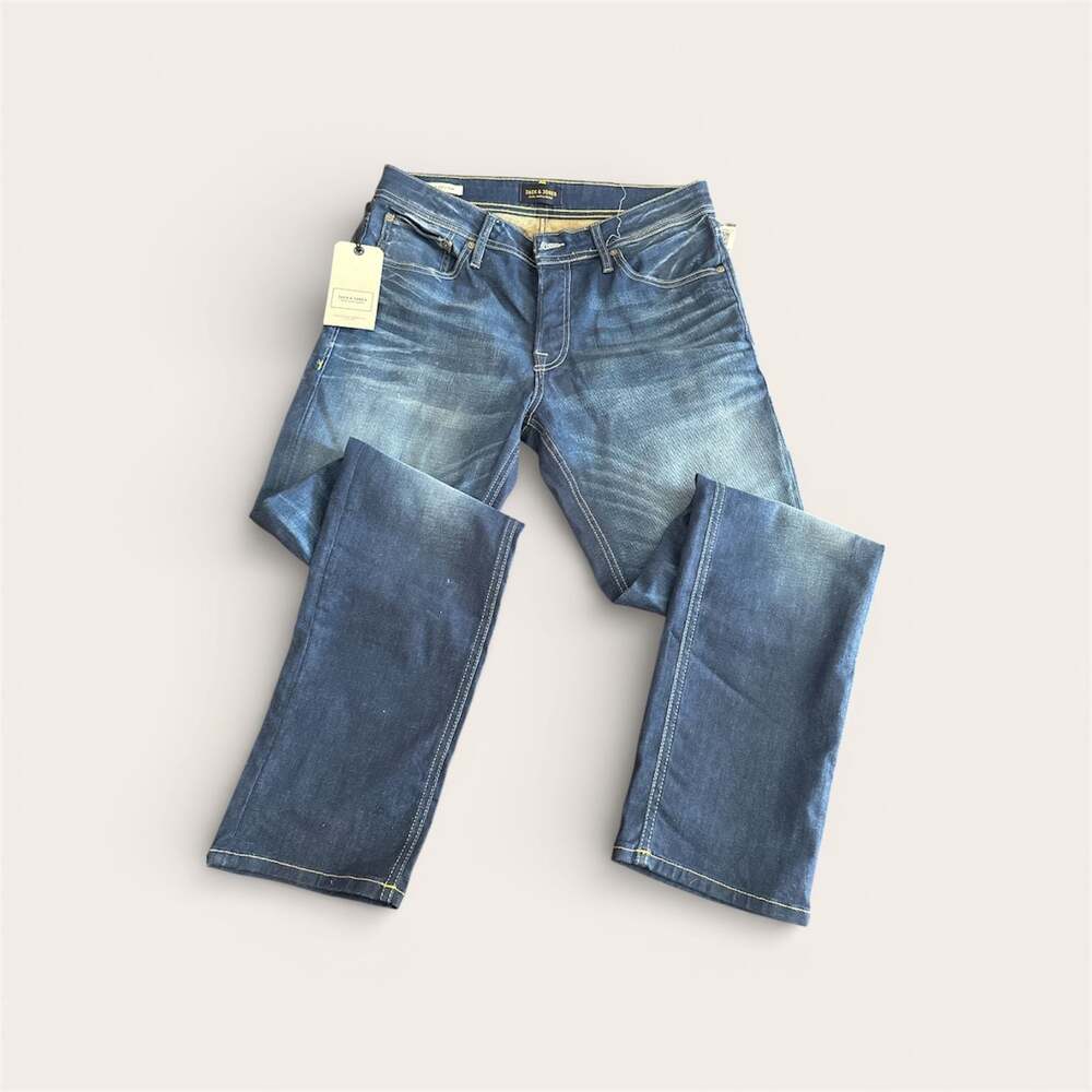 Jack & Jones Tim Slim Fit Jeans in Washed Blue Denim